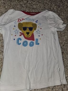 Little Sleepies White Tee with Yellow Bear and Blue Details